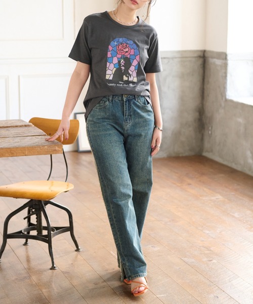 Disney(ディズニー)の「<Disney>【美女と野獣】ヴィンテージTシャツ(Tシャツ/カットソー・レディース・チャコール・MEDIUM/X-LARGE/XX-LARGE/LARGE)」の4枚目の写真