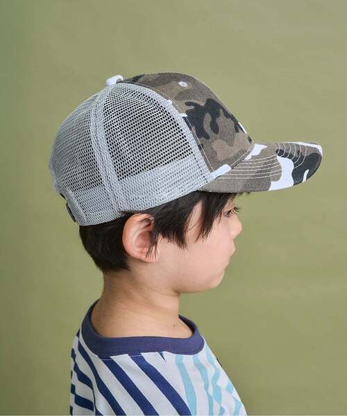 b・ROOM(ビールーム)の「メイサイメッシュキャップ【子供服】【キッズ】【男の子】【女の子】(キャップ・キッズ・グレー/カーキ・F)」の11枚目の写真
