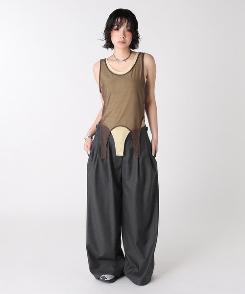 forget-me-nots(フォーゲットミーノッツ)の「LAYERED BODYSUIT FMN-26SS-CS-005(Tシャツ/カットソー・メンズ・ブラウン/グレー・FREE)」の9枚目の写真