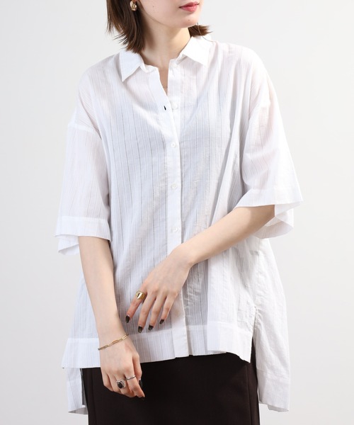 BRODIAEA(ブローディア)の「BRODIAEA インド綿チュニックブラウス 半端袖(シャツ/ブラウス・レディース・オフホワイト/ベビーピンク/オレンジ/ネイビー・40)」の7枚目の写真