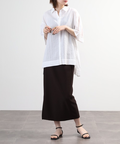 BRODIAEA(ブローディア)の「BRODIAEA インド綿チュニックブラウス 半端袖(シャツ/ブラウス・レディース・オフホワイト/ベビーピンク/オレンジ/ネイビー・40)」の11枚目の写真