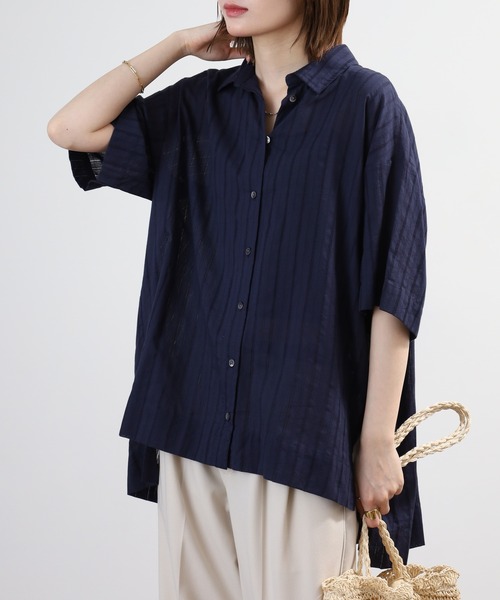 BRODIAEA(ブローディア)の「BRODIAEA インド綿チュニックブラウス 半端袖(シャツ/ブラウス・レディース・オフホワイト/ベビーピンク/オレンジ/ネイビー・40)」の15枚目の写真