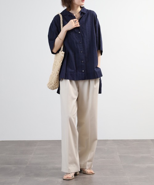 BRODIAEA(ブローディア)の「BRODIAEA インド綿チュニックブラウス 半端袖(シャツ/ブラウス・レディース・オフホワイト/ベビーピンク/オレンジ/ネイビー・40)」の16枚目の写真