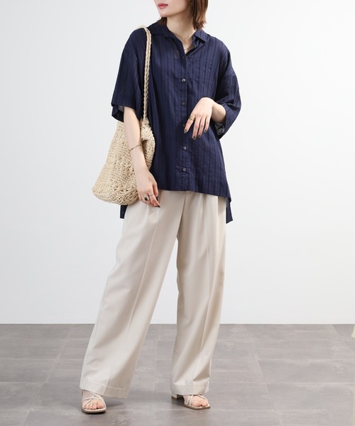 BRODIAEA(ブローディア)の「BRODIAEA インド綿チュニックブラウス 半端袖(シャツ/ブラウス・レディース・オフホワイト/ベビーピンク/オレンジ/ネイビー・40)」の17枚目の写真