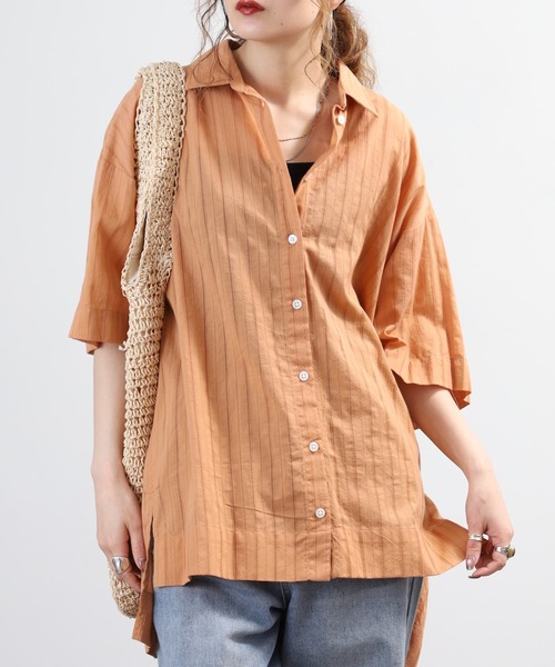 BRODIAEA(ブローディア)の「BRODIAEA インド綿チュニックブラウス 半端袖(シャツ/ブラウス・レディース・オフホワイト/ベビーピンク/オレンジ/ネイビー・40)」の18枚目の写真