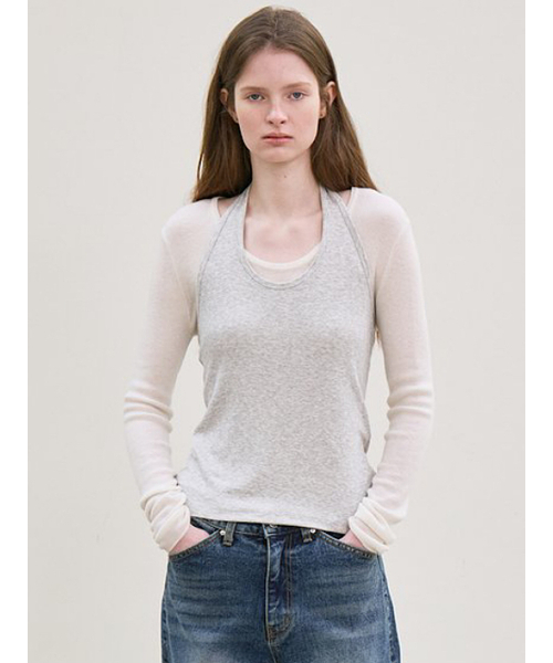 le(ル)の「ribbed halter top (melange gray)(Tシャツ/カットソー・レディース・その他・FREE)」の1枚目の写真