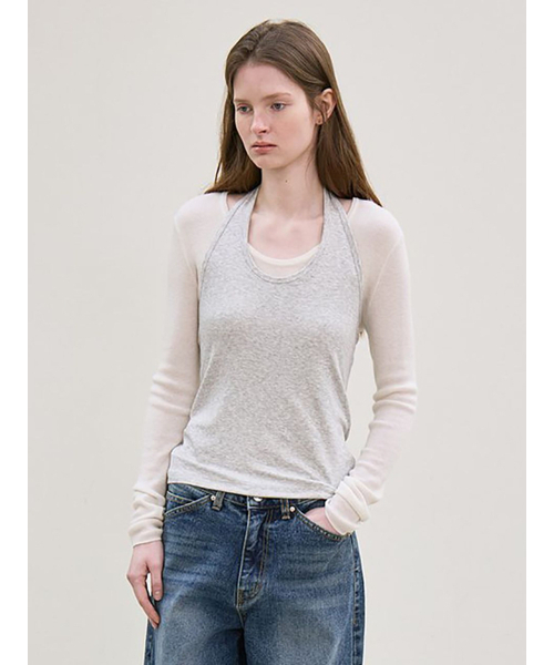 le(ル)の「ribbed halter top (melange gray)(Tシャツ/カットソー・レディース・その他・FREE)」の2枚目の写真
