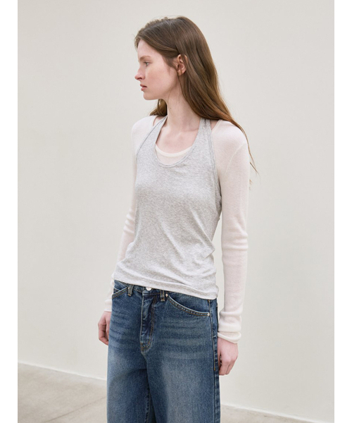 le(ル)の「ribbed halter top (melange gray)(Tシャツ/カットソー・レディース・その他・FREE)」の4枚目の写真