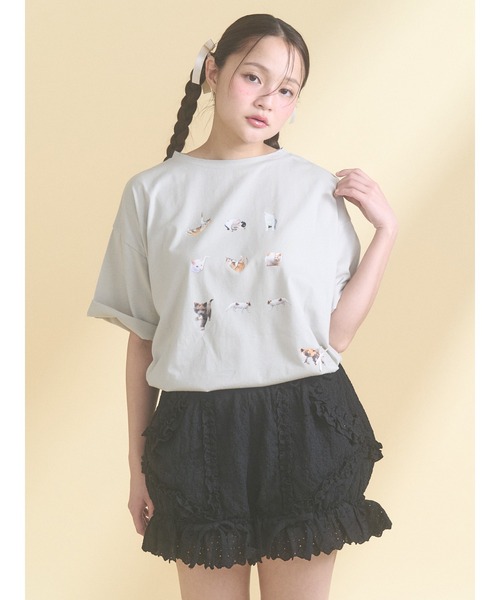 merry jenny（メリージェニー）の「ひるやすみのらねこtee（Tシャツ/カットソー・レディース・オフホワイト/ミント・FREE）」の9枚目の写真
