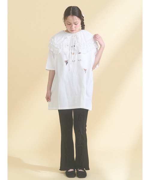 merry jenny（メリージェニー）の「ひるやすみのらねこtee（Tシャツ/カットソー・レディース・オフホワイト/ミント・FREE）」の8枚目の写真