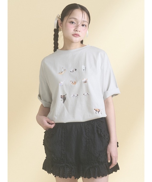 merry jenny（メリージェニー）の「ひるやすみのらねこtee（Tシャツ/カットソー・レディース・オフホワイト/ミント・FREE）」の10枚目の写真
