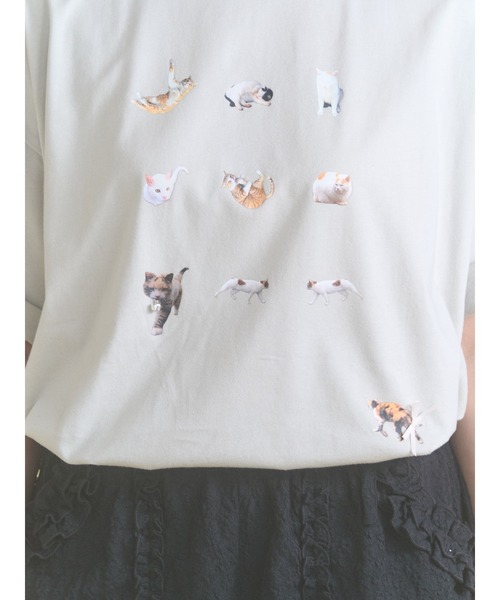 merry jenny（メリージェニー）の「ひるやすみのらねこtee（Tシャツ/カットソー・レディース・オフホワイト/ミント・FREE）」の11枚目の写真