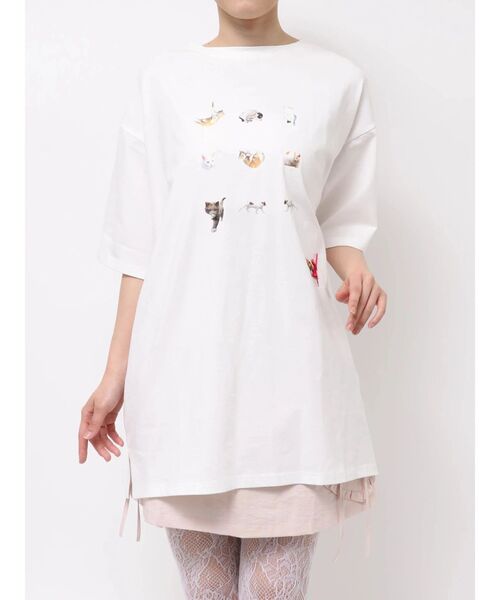merry jenny（メリージェニー）の「ひるやすみのらねこtee（Tシャツ/カットソー・レディース・オフホワイト/ミント・FREE）」の15枚目の写真