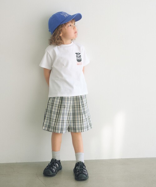 green label relaxing(グリーンレーベルリラクシング)の「チェック ハーフパンツ キッズ / 100cm-130cm(チノパンツ・キッズ・オフホワイト/ブラウン系・100cm/130cm/110cm/120cm)」の6枚目の写真