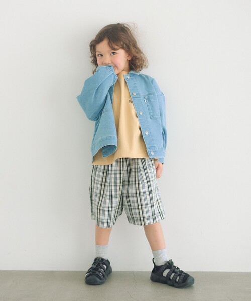 green label relaxing(グリーンレーベルリラクシング)の「チェック ハーフパンツ キッズ / 100cm-130cm(チノパンツ・キッズ・オフホワイト/ブラウン系・100cm/130cm/110cm/120cm)」の7枚目の写真