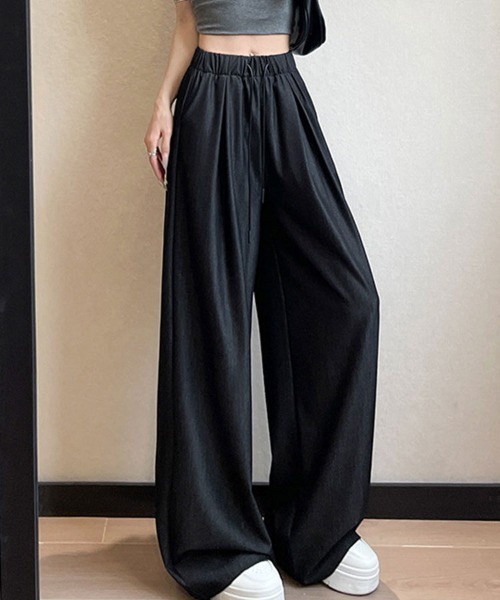 SallyLunn(サリーラン)の「落ち感ハイウエストタックワイドパンツ(その他パンツ・レディース・ネイビー/ブラック・LARGE/MEDIUM)」の1枚目の写真