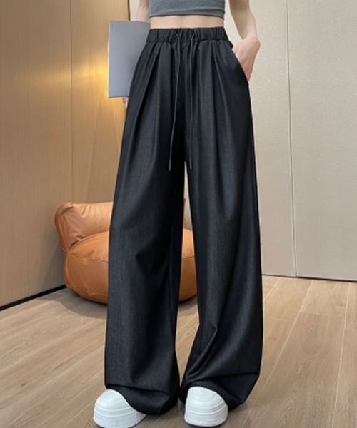 SallyLunn(サリーラン)の「落ち感ハイウエストタックワイドパンツ(その他パンツ・レディース・ネイビー/ブラック・LARGE/MEDIUM)」の8枚目の写真
