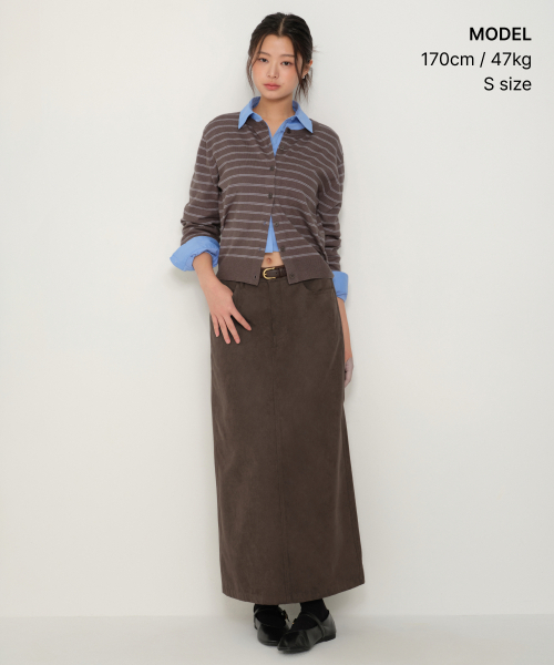 MUSINSA STANDARD WOMAN（ムシンサスタンダードウーマン）の「ウィメンズ シンセティックスエード マキシスカート [ブラウン]（スカート・レディース・その他・X-SMALL/SMALL/LARGE/MEDIUM）」の11枚目の写真