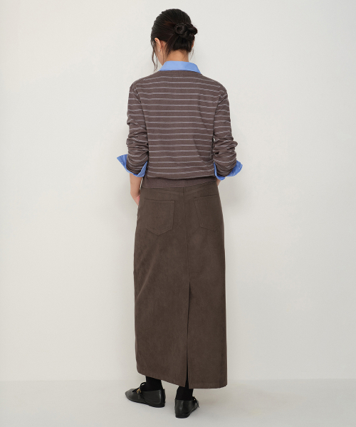 MUSINSA STANDARD WOMAN（ムシンサスタンダードウーマン）の「ウィメンズ シンセティックスエード マキシスカート [ブラウン]（スカート・レディース・その他・X-SMALL/SMALL/LARGE/MEDIUM）」の10枚目の写真