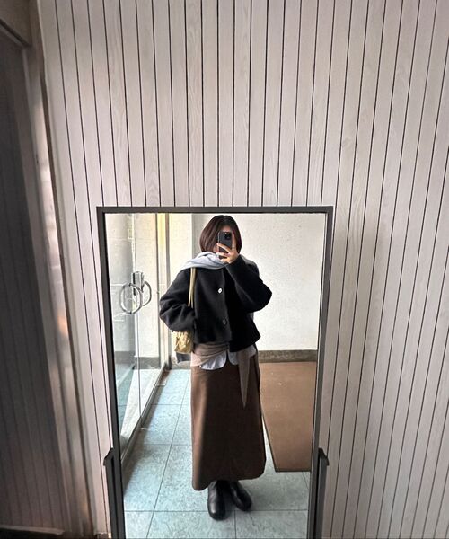 MUSINSA STANDARD WOMAN（ムシンサスタンダードウーマン）の「ウィメンズ シンセティックスエード マキシスカート [ブラウン]（スカート・レディース・その他・X-SMALL/SMALL/LARGE/MEDIUM）」の4枚目の写真