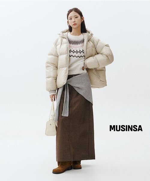 MUSINSA STANDARD WOMAN（ムシンサスタンダードウーマン）の「ウィメンズ シンセティックスエード マキシスカート [ブラウン]（スカート・レディース・その他・X-SMALL/SMALL/LARGE/MEDIUM）」の2枚目の写真