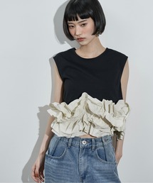 THE YOn | フリルレイヤードヘムノースリTシャツ(Tシャツ/カットソー)
