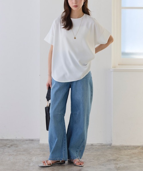 Pierrot(ピエロ)の「イージーケア ジョーゼットドルマンTブラウス(シャツ/ブラウス・レディース・ブラック/イエロー/チャコール/オフホワイト・LL/L/M/PL/PM)」の8枚目の写真