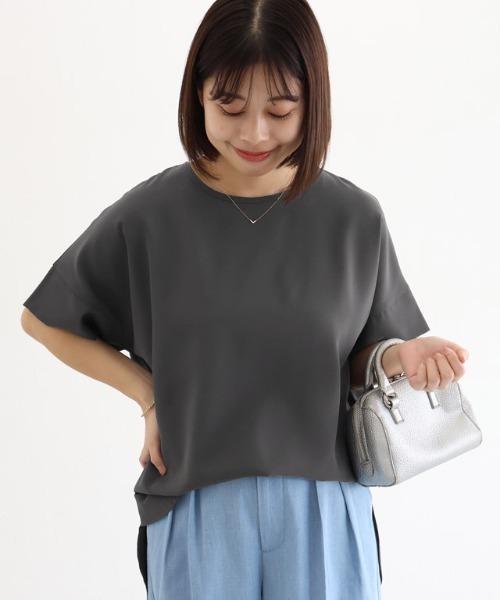 Pierrot(ピエロ)の「イージーケア ジョーゼットドルマンTブラウス(シャツ/ブラウス・レディース・ブラック/イエロー/チャコール/オフホワイト・LL/L/M/PL/PM)」の22枚目の写真