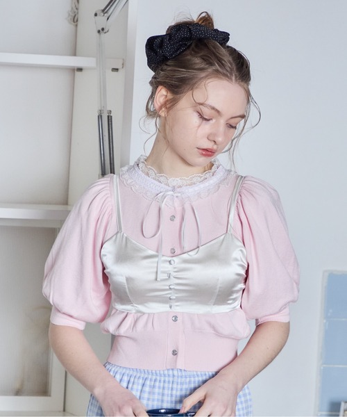 etre loin(エトルワン)の「サテンカップインブラトップ / Satin bra top(その他トップス・レディース・ピンク/ライム/ホワイト・M)」の2枚目の写真