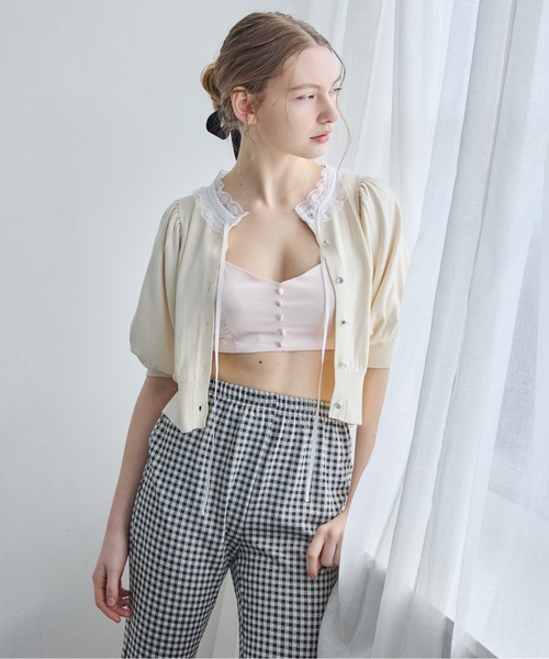 etre loin(エトルワン)の「サテンカップインブラトップ / Satin bra top(その他トップス・レディース・ピンク/ライム/ホワイト・M)」の1枚目の写真