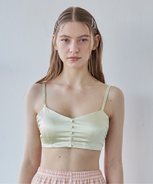 etre loin(エトルワン)の「サテンカップインブラトップ / Satin bra top(その他トップス・レディース・ピンク/ライム/ホワイト・M)」の9枚目の写真