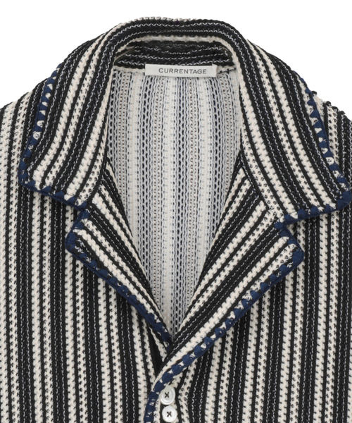 CURRENTAGE(カレンテージ)の「Knitting Stripe Shirt(MEN'S)(Tシャツ/カットソー・メンズ・ブルー・3)」の5枚目の写真
