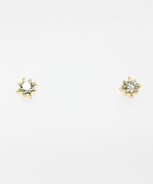 K10YG ダイヤモンド四芒星ピアス