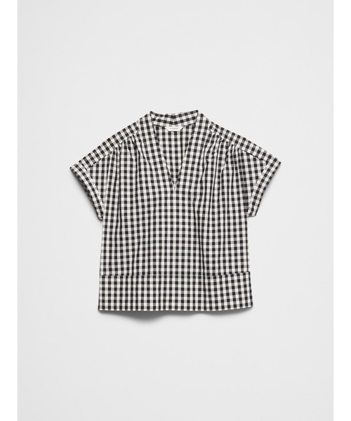 BANANA REPUBLIC FACTORY STORE(バナナリパブリック ファクトリーストア)の「BANANA REPUBLIC FACTORY STORE ギンガムチェック スプリットネックトップス(シャツ/ブラウス・レディース・ブラック・XS/S/M/L)」の5枚目の写真