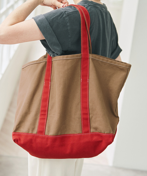 Spick & Span(スピックアンドスパン)の「BIRTHDAYSUIT/バースデースーツ SOLID CANVAS BAG(トートバッグ・レディース・ネイビー/キャメル・FREE)」の5枚目の写真