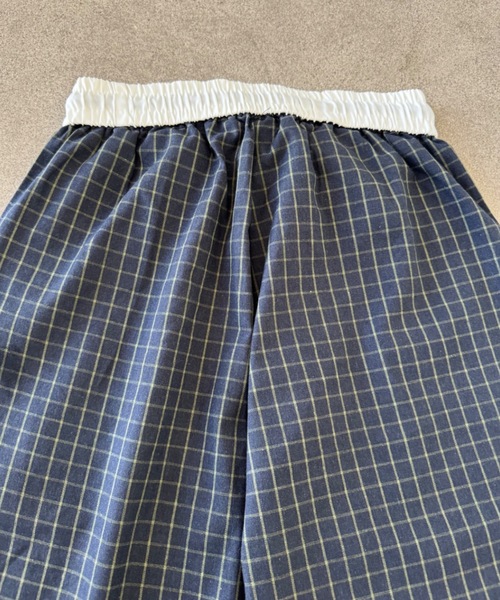 Teem Store(チームストア)の「チェック柄 配色ウエスト ワイドパンツ(その他パンツ・レディース・ネイビー・M/S)」の9枚目の写真