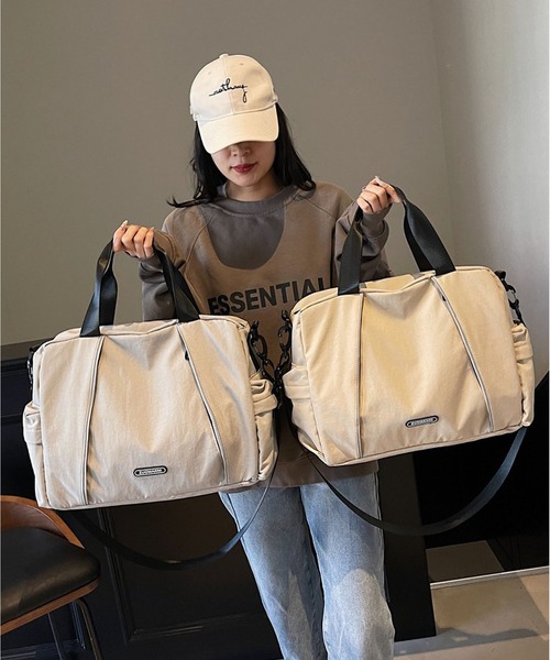 LA VORAGINE(ラ ヴォラジネ)の「アウトポケット 2WAY大容量 トラベル旅行ボストンバッグジムバッグ(ボストンバッグ・レディース・グレー/ブラック/グリーン/ベージュ・FREE)」の15枚目の写真