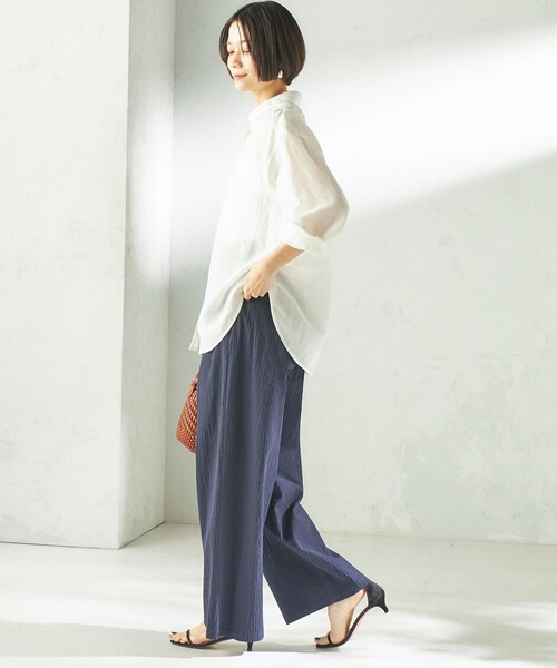 SHIPS（シップス）の「〈手洗い可能〉ACAR バンピー チェック タック パンツ（その他パンツ・レディース・ネイビー/ブラック・ONE SIZE）」の22枚目の写真