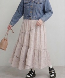 小花柄ティアードスカート