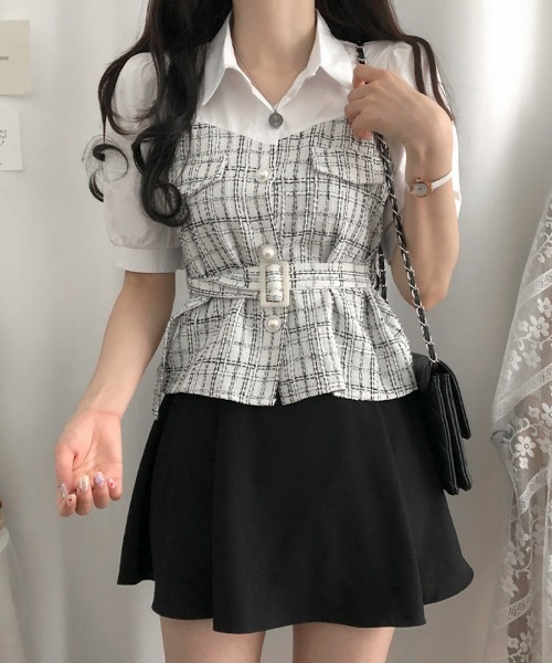 amerivintage ビスチェレイヤードシャツブラウス AZUL BY MOUSSY | ビスチェレイヤードシャツ (シャツ・ブラウス