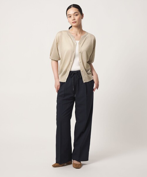A DAY IN THE LIFE UNITED ARROWS(アデイインザライフユナイテッドアローズ)の「シアー スキッパーカーディガン 5分袖 ‐ウォッシャブル‐<A DAY IN THE LIFE>(カーディガン/ボレロ・レディース・ネイビー/イエロー/ナチュラル/ピンク/ダークグリーン/ダークブラウン・FREE)」の8枚目の写真