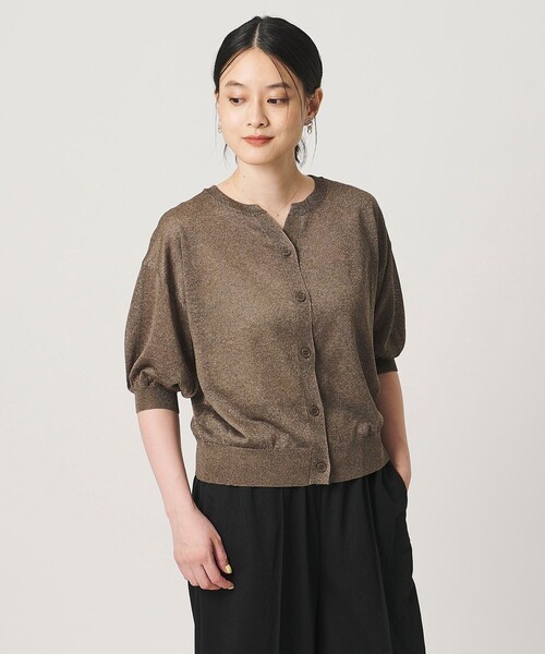 A DAY IN THE LIFE UNITED ARROWS(アデイインザライフユナイテッドアローズ)の「シアー スキッパーカーディガン 5分袖 ‐ウォッシャブル‐<A DAY IN THE LIFE>(カーディガン/ボレロ・レディース・ネイビー/イエロー/ナチュラル/ピンク/ダークグリーン/ダークブラウン・FREE)」の9枚目の写真