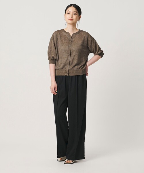 A DAY IN THE LIFE UNITED ARROWS(アデイインザライフユナイテッドアローズ)の「シアー スキッパーカーディガン 5分袖 ‐ウォッシャブル‐<A DAY IN THE LIFE>(カーディガン/ボレロ・レディース・ネイビー/イエロー/ナチュラル/ピンク/ダークグリーン/ダークブラウン・FREE)」の10枚目の写真