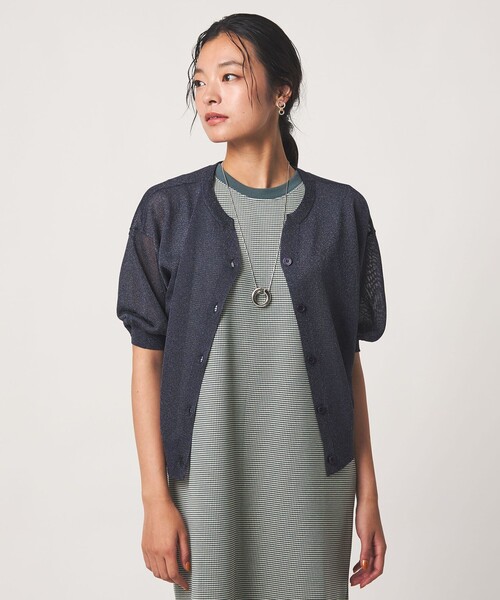 A DAY IN THE LIFE UNITED ARROWS(アデイインザライフユナイテッドアローズ)の「シアー スキッパーカーディガン 5分袖 ‐ウォッシャブル‐<A DAY IN THE LIFE>(カーディガン/ボレロ・レディース・ネイビー/イエロー/ナチュラル/ピンク/ダークグリーン/ダークブラウン・FREE)」の11枚目の写真