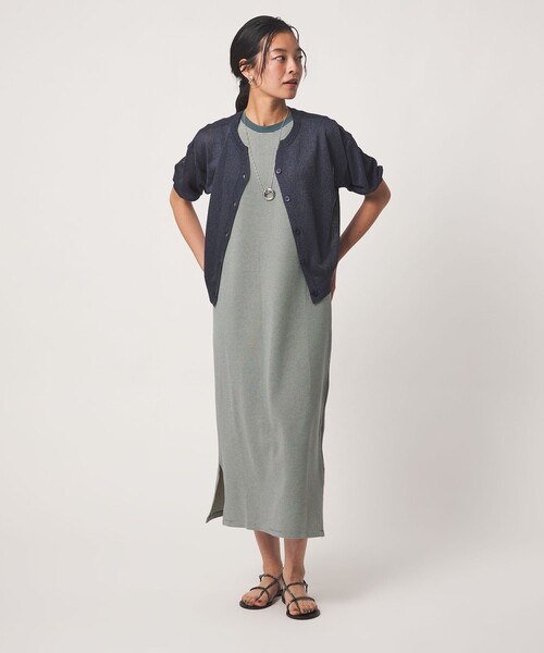 A DAY IN THE LIFE UNITED ARROWS(アデイインザライフユナイテッドアローズ)の「シアー スキッパーカーディガン 5分袖 ‐ウォッシャブル‐<A DAY IN THE LIFE>(カーディガン/ボレロ・レディース・ネイビー/イエロー/ナチュラル/ピンク/ダークグリーン/ダークブラウン・FREE)」の12枚目の写真