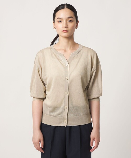 A DAY IN THE LIFE UNITED ARROWS(アデイインザライフユナイテッドアローズ)の「シアー スキッパーカーディガン 5分袖 ‐ウォッシャブル‐<A DAY IN THE LIFE>(カーディガン/ボレロ・レディース・ネイビー/イエロー/ナチュラル/ピンク/ダークグリーン/ダークブラウン・FREE)」の13枚目の写真