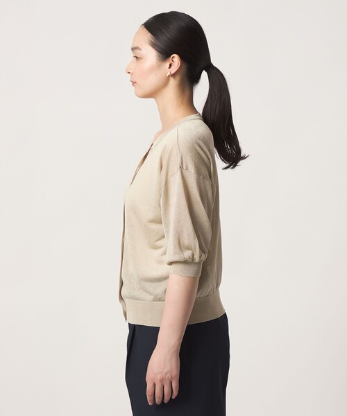 A DAY IN THE LIFE UNITED ARROWS(アデイインザライフユナイテッドアローズ)の「シアー スキッパーカーディガン 5分袖 ‐ウォッシャブル‐<A DAY IN THE LIFE>(カーディガン/ボレロ・レディース・ネイビー/イエロー/ナチュラル/ピンク/ダークグリーン/ダークブラウン・FREE)」の14枚目の写真