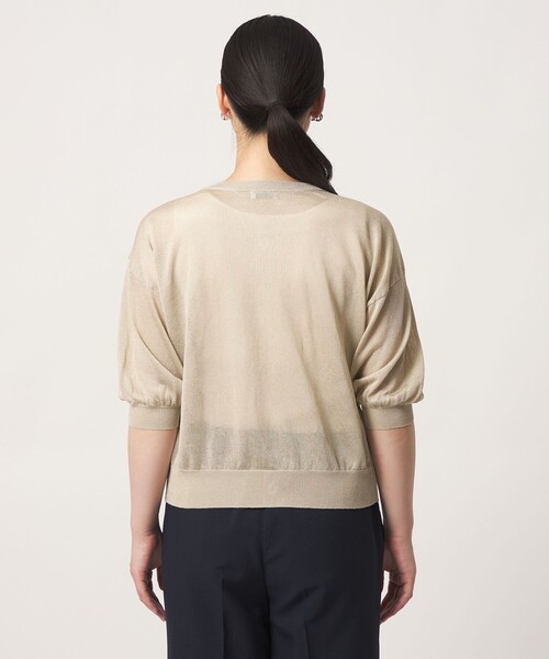 A DAY IN THE LIFE UNITED ARROWS(アデイインザライフユナイテッドアローズ)の「シアー スキッパーカーディガン 5分袖 ‐ウォッシャブル‐<A DAY IN THE LIFE>(カーディガン/ボレロ・レディース・ネイビー/イエロー/ナチュラル/ピンク/ダークグリーン/ダークブラウン・FREE)」の15枚目の写真