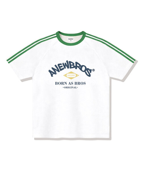 ANEWBROS（アニュブロス）の「ブロスクラブ オーバーサイズ トラック 半袖Tシャツ 4カラー [ANSE_3502]（Tシャツ/カットソー・レディース・ブラック/クリーム/ホワイト×グリーン/ホワイト×ブラック・X-LARGE/SMALL/MEDIUM/LARGE）」の2枚目の写真