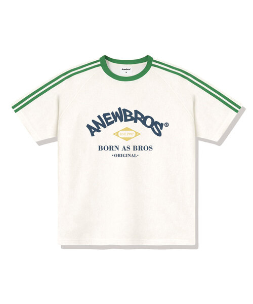 ANEWBROS（アニュブロス）の「ブロスクラブ オーバーサイズ トラック 半袖Tシャツ 4カラー [ANSE_3502]（Tシャツ/カットソー・レディース・ブラック/クリーム/ホワイト×グリーン/ホワイト×ブラック・X-LARGE/SMALL/MEDIUM/LARGE）」の4枚目の写真